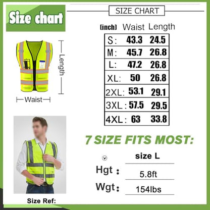High Visibility Reflective Safety Vest with Pockets Custom Your Logo Safety Workwear - color: A Black Green Webbing, size: Large