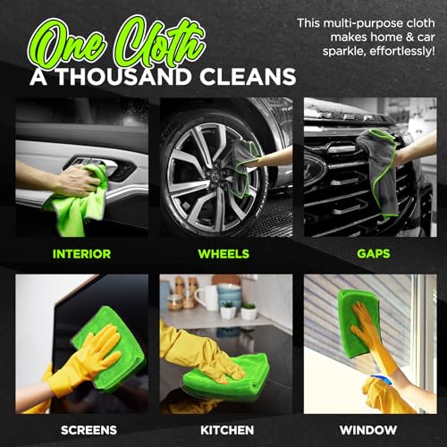 6-Pack Microfiber Towels for Cars (16"×12") Ultra Absorbent and Scratch-Free Car Detailing Cleaning Cloth, Trucks, Home Cleaning, Pet Drying, Boats, and Motorcycles, Gift Packed
