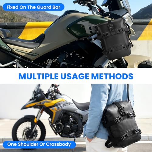 HOMIEE Motorcycle Saddle Bag 8L Waterproof Motorcycle Side Frame Bag Crash Bar Bag with Shoulder Strap