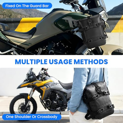 HOMIEE Motorcycle Saddle Bag 8L Waterproof Motorcycle Side Frame Bag Crash Bar Bag with Shoulder Strap