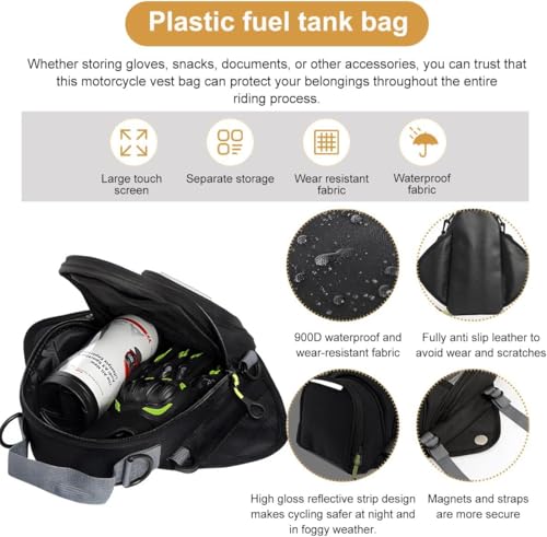 Motorcycle Bag for Piaggio Beverly 500 2009年, Waterproof and Durable Motorbike Bag Touch Screen Phone Bag Easy to Install Scratch-Resistant