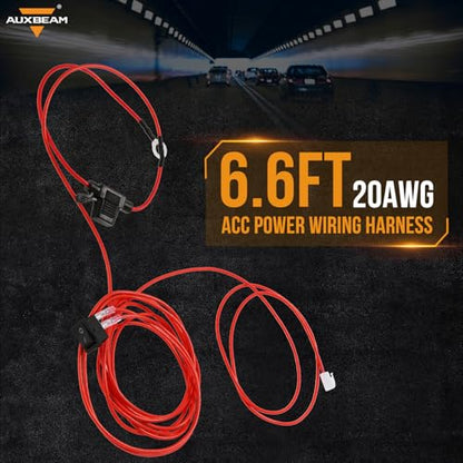 Auxbeam Universal Acc Power Wiring Harness 6.6FT 20AWG 2PIN Acc Electrical Wire with On/Off Switch & 5A Fuse, Acc Power Wire for Auxbeam Switch Panel 6/8/12 Gang Switch Panel Cable - style: 6.6FT ACC Cable