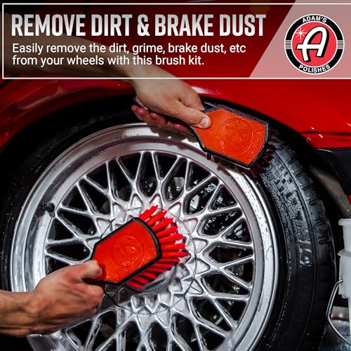 Adam's Complete Wheel & Tire Brush Kit (5-Item) - Includes Wheel Brush, Tire Brush, Barrel Brush, Lug Nut Brush & Fender Brush for Complete Wheel & Tire Auto Detailing - size: 5-Item
