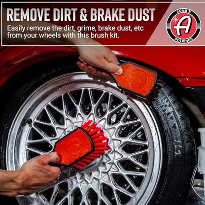 Adam's Complete Wheel & Tire Brush Kit (5-Item) - Includes Wheel Brush, Tire Brush, Barrel Brush, Lug Nut Brush & Fender Brush for Complete Wheel & Tire Auto Detailing - size: 5-Item