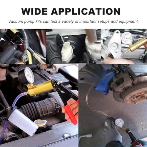 Hand Held Vacuum Pump Brake Bleeder Kit, Brake Bleeder Pressure Tester Hand Vacuum Pump with Gauge Adapters, Brake Fluid Bleeding Set with Protected Case for Car Truck Bike (Blue) - color: Blue