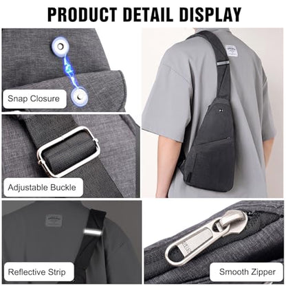 FANDARE Lightweight Sling Bag Men Chest Pack with Reflective Strips Women Versatile Motorcycle Crossbody Bags Cover Shoulder Carry Body Wallet for Hiking Running Outdoor Travel Daypacks Blue B - color: Blue B