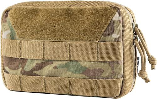 OneTigris MOLLE Pouch, Tactical Admin Pouch Belt EDC Tool Organizer Zippered Utility Waist Pack 7.5"x5"x2" - color: Camocolor