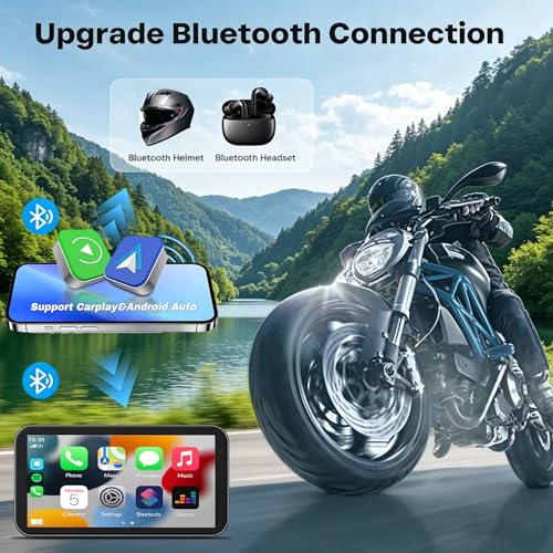 6.25" Motorcycle Carplay & Android Auto Touch Screen | GPS Navigation System with Bluetooth & Wifi, Navigation, Siri, Google Assistant with Wire Control