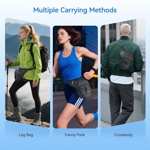 MOSISO Thigh Bag, Motorcycle Leg Bag for Men Women, Universal Expandable Multifunctional Storage Pouch Tactical Water Resistant Drop Leg Bag for Outdoor Sports Cycling Hiking Fishing Climbing, Black