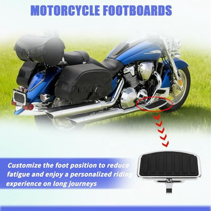 PSLER 2PCS Motorcycle Floorboards Adjustable Rear Passenger Foot Pegs, Compatible with Vstar Dragstar 400 650 V-Max XV125 XV250 VTX1800 VL400 VL800 C50, Chrome, Horizontal Stripes Pattern - size: Horizontal Stripes Pattern
