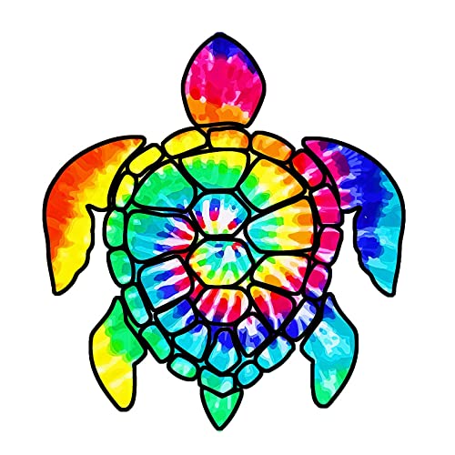2 Pack Turtle Tie Dye Reflective Vinyl Car Decals Stickers Van Trucks Women Men Motorcycle Laptop Decals Skateboard Bike Bumper Window 5.1" - color: Turtle-1