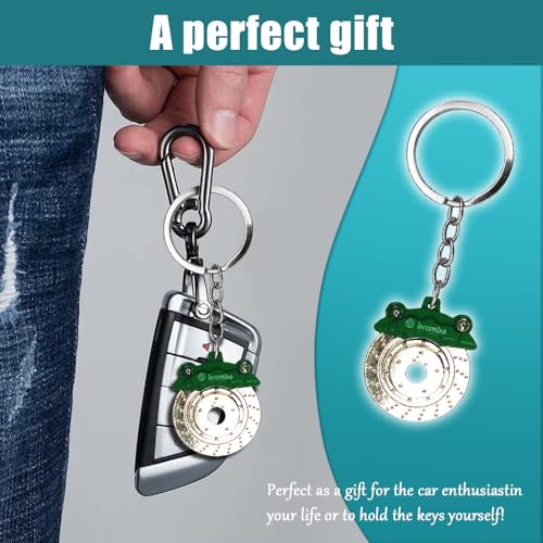 Parts Model Key Chains, Car Lovers Set, Metal Keyring, Universal Brake Rotor Keychain (K4-Green), 3.94*0.43 Inches - color: K4-green