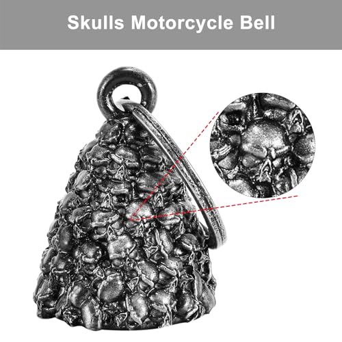 Dream Apparel Motorcycle Bell Guardian Angel Drive Away Gremlin, Biker Bell for Men Women Rider Riding, Good Luck Gift - style: Skulls