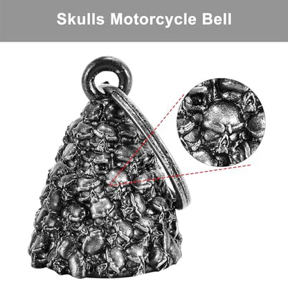 Dream Apparel Motorcycle Bell Guardian Angel Drive Away Gremlin, Biker Bell for Men Women Rider Riding, Good Luck Gift - style: Skulls