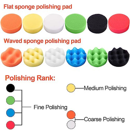 SIQUK 23 Pieces 6 Inch Buffing Pads Car Polisher Bonnets Foam Polishing Pad Kit Wax Buffer Polish Pads Car Buffer Attachment for Drill - size: 6 Inch