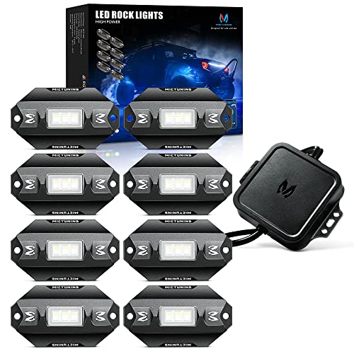 MICTUNING C1 8 Pods RGBW LED Rock Lights - Multicolor Underglow Neon Light Kit with Bluetooth Controller, Music Mode - size: 8 Pod Lights Kit