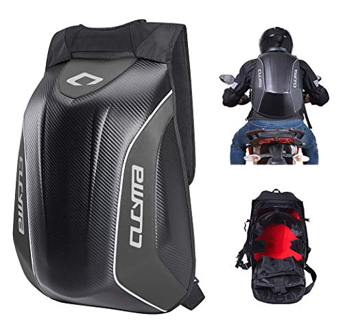 Waterproof Motorcycle Backpack With Reflective Strip Helmet Storage Stealth Holder Carbon Fiber Hard Shell Large Capacity Motocross Racing Riding Turtle Bag Expanded Capacity thickened