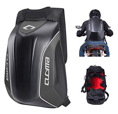 Waterproof Motorcycle Backpack With Reflective Strip Helmet Storage Stealth Holder Carbon Fiber Hard Shell Large Capacity Motocross Racing Riding Turtle Bag Expanded Capacity thickened