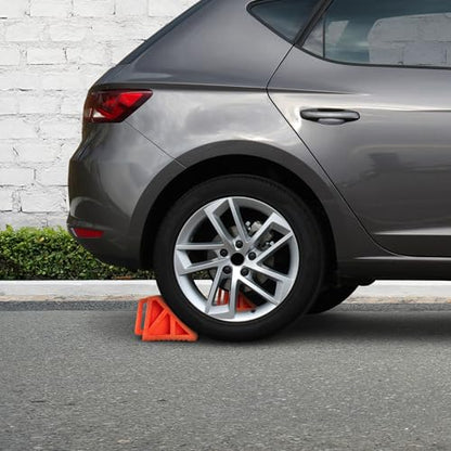 Wheel Chocks 2-Pack - Parking Block Set with 3 Ton Capacity - Wheel Chocks for RV Trailer, Motorcycle, Camper, Trucks, or Cars by Stalwart (Orange)