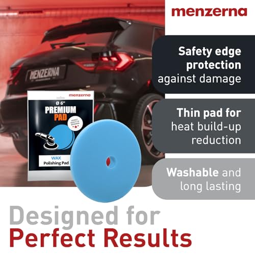 menzerna 3.5 Inch 2X Premium Polishing Pads for WAXING Sealing & Protection I Body Repair Buffing & Polishing Pads with Safety Edge & Velcro Attachment I Washable & Long Lasting - style: Waxing Pad