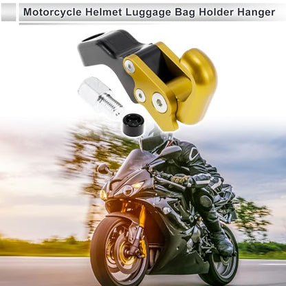 Adjustable Universal Motorcycle Hanging Hook Slope Handle with Hook Motorcycle Helmet Luggage Bag Holder Hanger Aluminum Alloy Gold Tone with 1 Pcs Screw - color: Gold Tone
