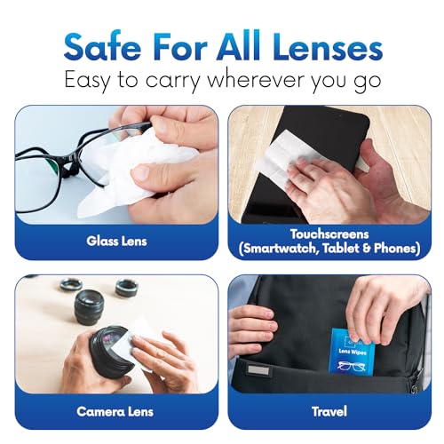OPTEEL Lens Wipes for Eyeglasses - Pre-moistened Eyeglass Lens Cleaning Wipes - 500 Lens Wipes Individually Wrapped Sracth-Free Streak-Free Eye Glasses Wipes Lens Cleaner for Sunglass & Camera Lens - size: 500 Count (Pack of 1)