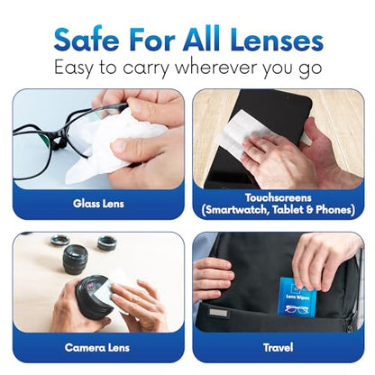 OPTEEL Lens Wipes for Eyeglasses - Pre-moistened Eyeglass Lens Cleaning Wipes - 500 Lens Wipes Individually Wrapped Sracth-Free Streak-Free Eye Glasses Wipes Lens Cleaner for Sunglass & Camera Lens - size: 500 Count (Pack of 1)