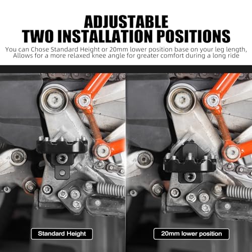 NICECNC Black Adjustable Larger Footpegs 20mm Lower Footrest Compatible with 790 890 Adventure/R 2019-2024, 690 Enduro R SMCR 2008-2024, Compatible with Husqvarna 701 Enduro/Supermoto 2016-2024