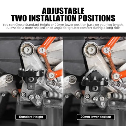 NICECNC Black Adjustable Larger Footpegs 20mm Lower Footrest Compatible with 790 890 Adventure/R 2019-2024, 690 Enduro R SMCR 2008-2024, Compatible with Husqvarna 701 Enduro/Supermoto 2016-2024