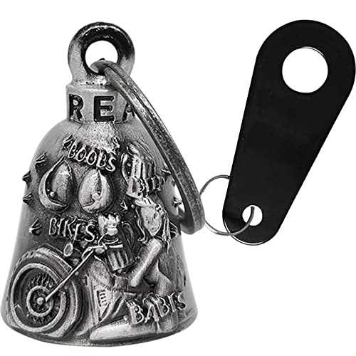Dream Apparel Motorcycle Bell Guardian Angel Drive Away Gremlin, Biker Bell for Men Women Rider Riding, Good Luck Gift - color: Bikes & Beer & Babes