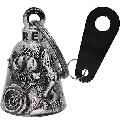 Dream Apparel Motorcycle Bell Guardian Angel Drive Away Gremlin, Biker Bell for Men Women Rider Riding, Good Luck Gift - color: Bikes & Beer & Babes