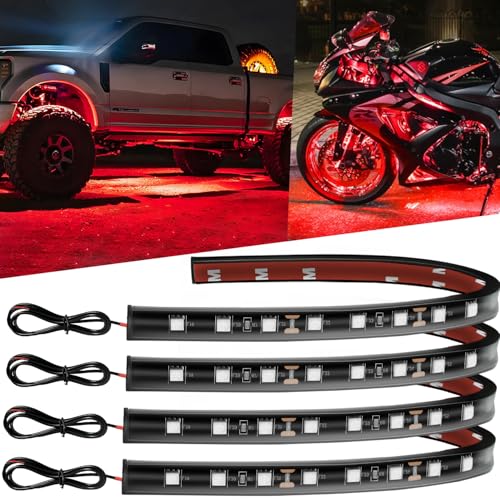 12V Led Light Strip 12.7" Waterproof Red Led Light Strips for Car Golf Cart Motorcycles Truck Boat Led Strip Lights,Pack of 4 - color: Red Led Light Strip