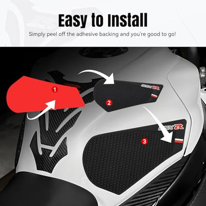 GSXR Motorcycle Tank Pad for Suzuki GSXR600 GSXR750 GSXR1000 Gas Tank Pad Protector Fuel Cap Decal Anti Slip Carbon Fiber Pattern Fuel Tank Sticker (18BK) - size: 18BK