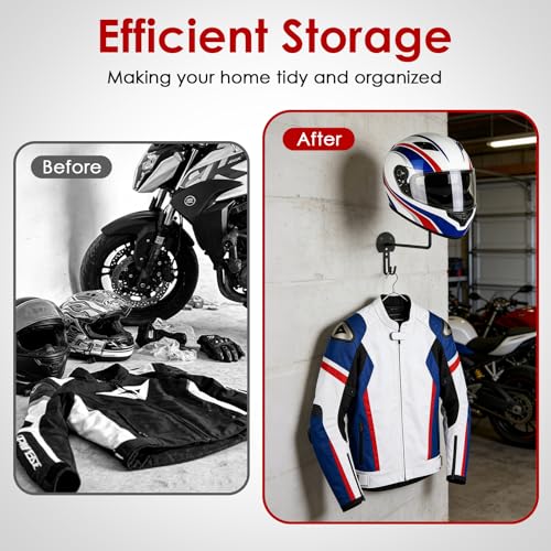 4Pack Helmet Wall Mount-Metal Motorcycle Helmet Holder with Screws,Heavy Duty Helmet Holder for Hats,Jackets,Balls & Helmet Accessories - size: 4PCS