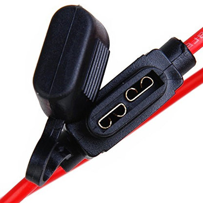 Car Inline Blade Fuse Holder Box In-Line AWG Wire Copper Waterproof Medium Size Black + Red (5PCS)