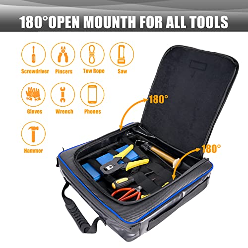 X3 Under Seat Storage Bag for Can-Am Maverick X3 2017-2025 | Large Capacity Tool Pouch Storage Bag Easy to Carry(BLUE PIPING) - color: BLUE PIPING