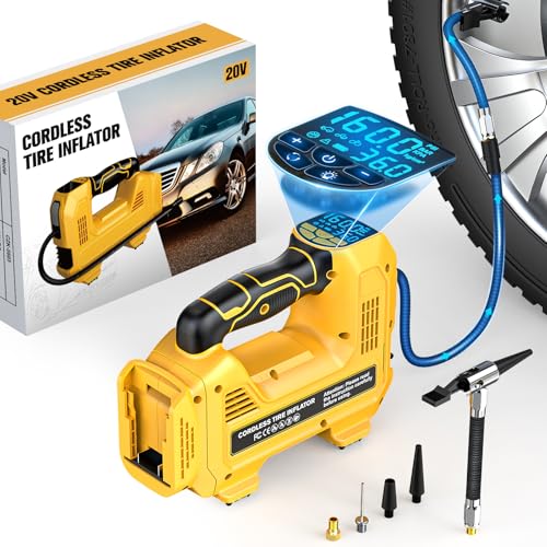160PSI Cordless Tire Inflator Air Compressor Compatible With Dewalt 20V Battery, LIVOWALNY Portable Handheld Air Pump with Digital Pressure Gauge for Cars Motorcycles Bikes Sport Balls (Tool Only) - style: 160PSI Compatible With Dewalt 20V Battery