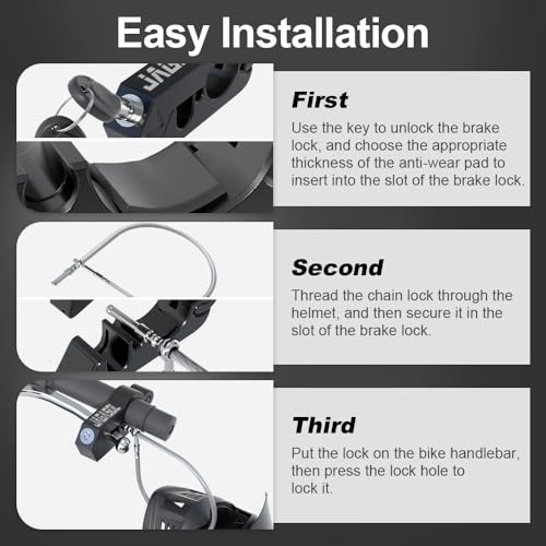 JAGASOL Motorcycle Lock 'Combo Anti Theft Lock' for Motorbike, Scooters, ATV & Dirt Bike - color: Black