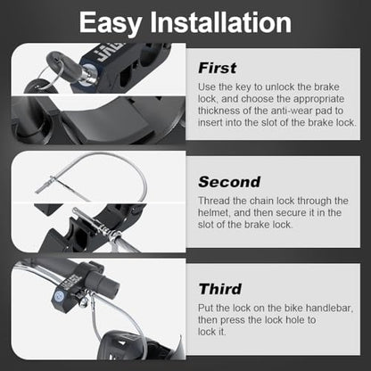 JAGASOL Motorcycle Lock 'Combo Anti Theft Lock' for Motorbike, Scooters, ATV & Dirt Bike - color: Black