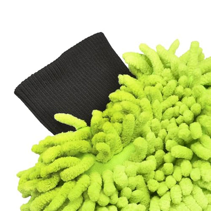 Microfiber Car Wash Mitt, Chenille Noodle Glove for Cars, Trucks, RVs, and Boats, Scratch-Free, Machine Washable, Reusable (1, Lime Green) - color: Lime Green