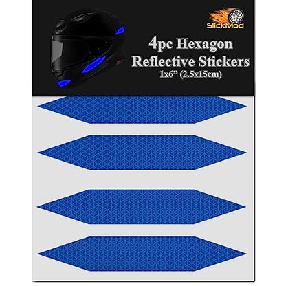 SlickMod - Reflective Hexagon Decal Sticker Stripes for Motorcycle Helmet - High Visibility Safety (3. Blue) - color: 3. Blue