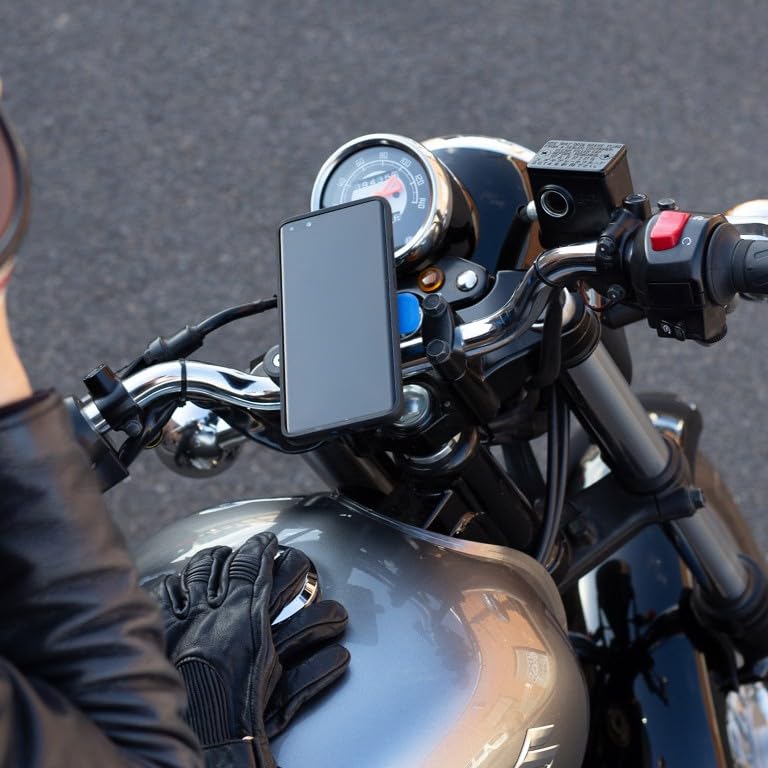 Quad Lock Handlebar Clamp Motorcycle Phone Mount with Vibration Dampener and MAG Phone Case for Pixel 8 - size: Pixel 8