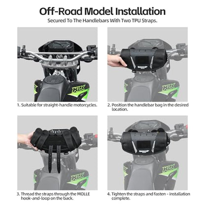 Rhinowalk 2L Motorcycle Handlebar Bag, Bar Bag with Rain Cover & Shoulder Strap for Dual Sport ADV Touring