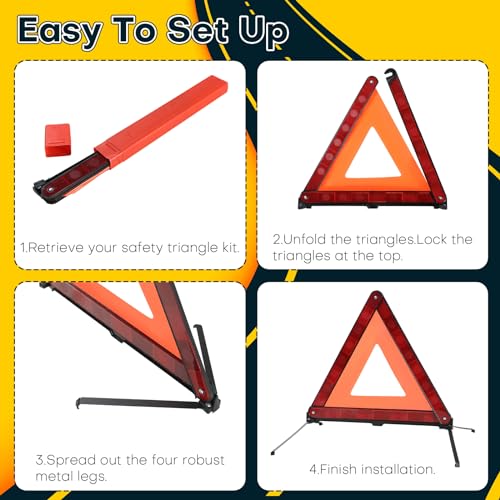 5 Pack Reflective Safety Triangle Kit | Emergency Warning Triangles with Storage Case, Roadside Reflective Early Warning Sign for Vehicles Breakdown (5 Pack) - style: 5 Pack