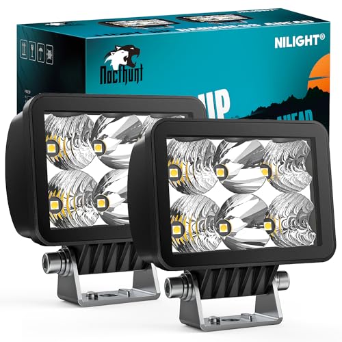 Nilight LED Pod Lights 2 PCS 3.3 Inch 6LED Spot Flood Combo Beam Square Offroad Driving Work Side Ditch Light Built-in EMC for Tractor Truck Motorcycle Boat ATV - color: 3.3Inch 6Led Light Pods