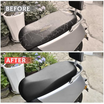 Motorcycle Seat Cover Elastic Leather Replaced Skin Universal DIY Seat Protector with 100pcs Thumb Tack Black (39.4’’ x 27.6 ’’)