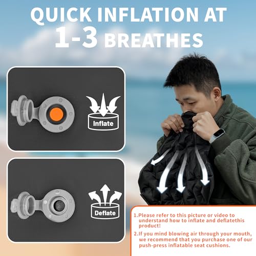ONTYZZ Inflatable Seat Cushion Lightweight Airplane Seat Cushion Stadium Seat Travel Cushion for Climbing Hiking Office Airplane - color: 2pc Black