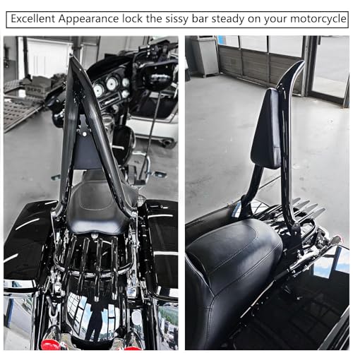 Detachable Sissy Bar Passenger Backrest for Harley Touring Road Glide Road King CVO Street Glide Electra Glide Ultra 2009-2025 (26" Black) - color: Black, size: 2009-2024
