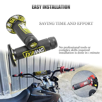 7/8" Motorctcle Handlebar Grips, Non Slip Dirt Bike Hand Handlebar Glue Left & 22mm Right & 24mm Universal for Motercross Most Pit Bike ATV UTVKLX KX EXC XC SX CRF CR YZ WR - color: Style-A-Yellow