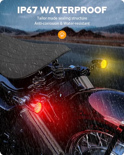 PBYMT Motorcycle Bullet Front Rear Turn Signal White Amber Light SMD Blinker Indicator Compatible with Honda Yamaha Suzuki Kawasaki (Gloss Black) - color: Gloss Black